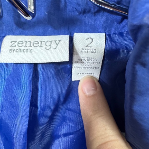Zenergy by Chicos Royal Blue Lightweight Drawstring Waist Athleisure Jacket Sz 2 - Picture 2 of 9